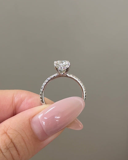 Marquise Shaped Three Stone Lab Grown Diamond Engagement Ring