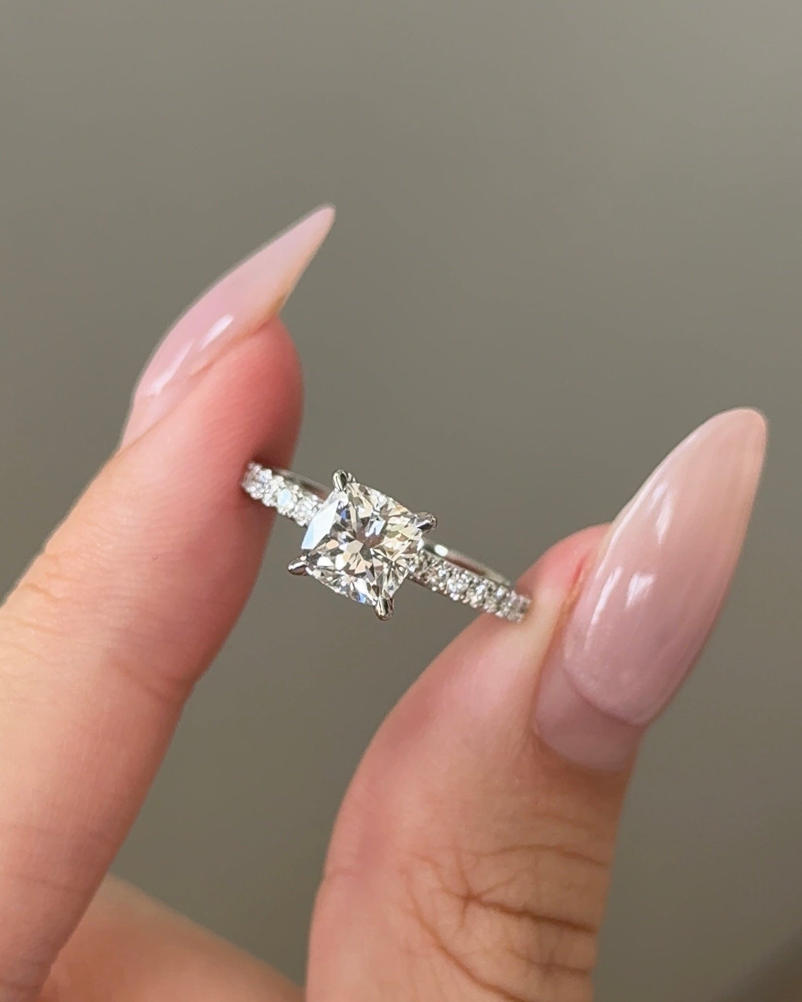 Marquise Shaped Three Stone Lab Grown Diamond Engagement Ring