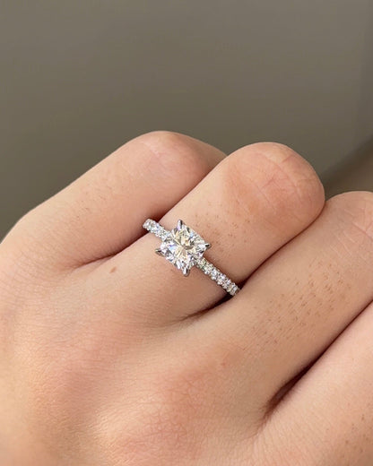 Marquise Shaped Three Stone Lab Grown Diamond Engagement Ring