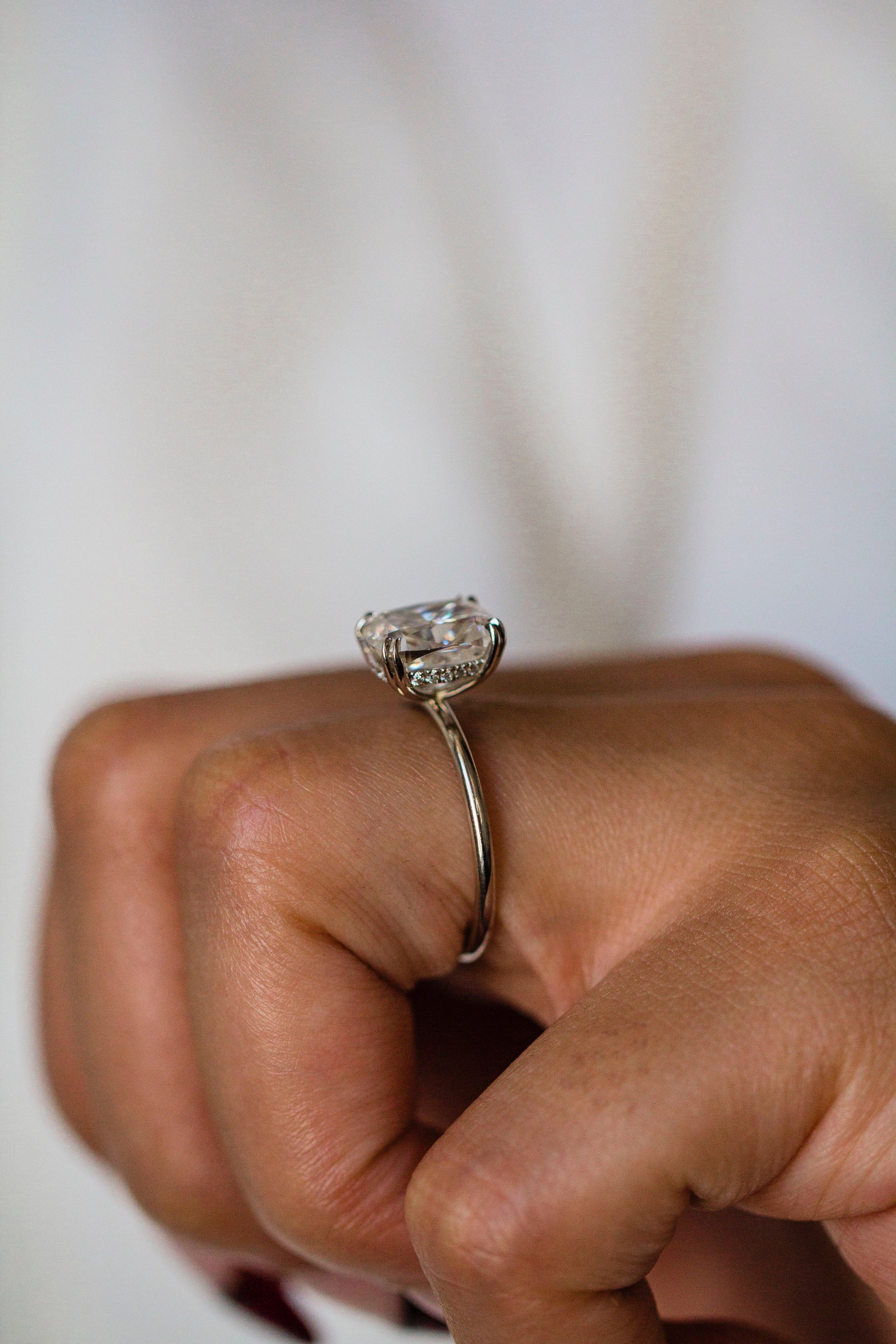 2.9 Carats Emerald Pave Styled Moissanite Engagement Ring