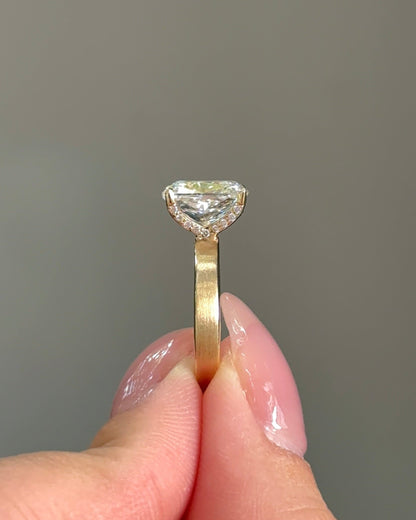 Marquise Shaped Three Stone Lab Grown Diamond Engagement Ring