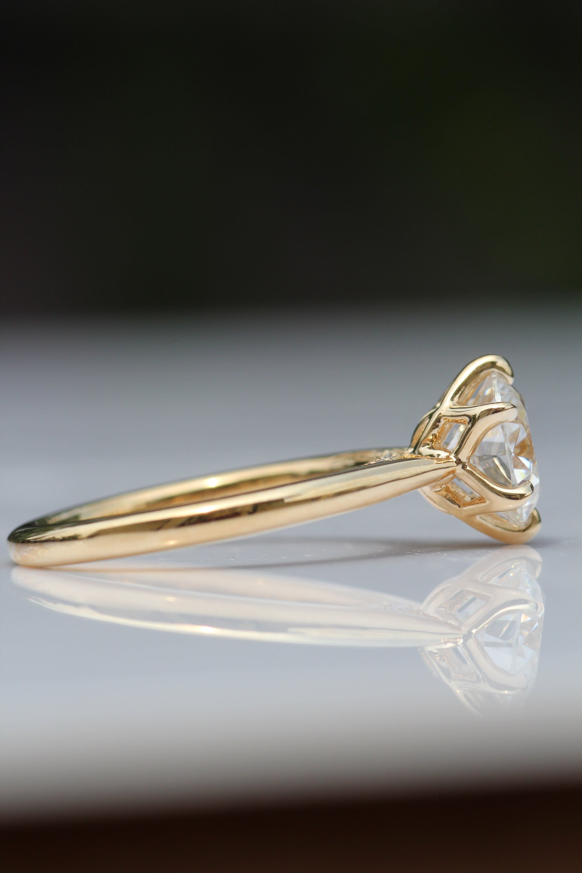 Marquise Shaped Three Stone Lab Grown Diamond Engagement Ring