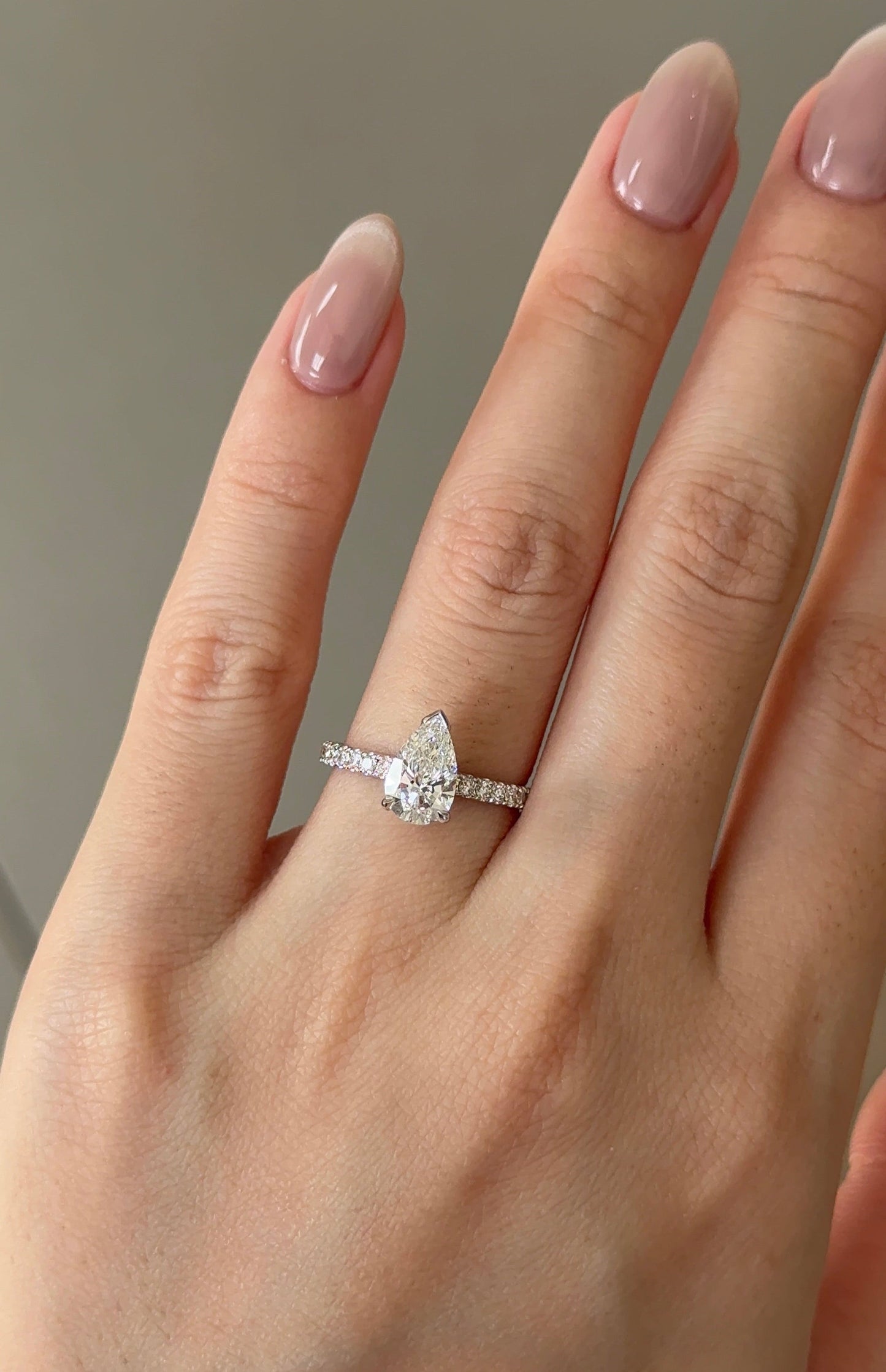 Marquise Shaped Three Stone Lab Grown Diamond Engagement Ring