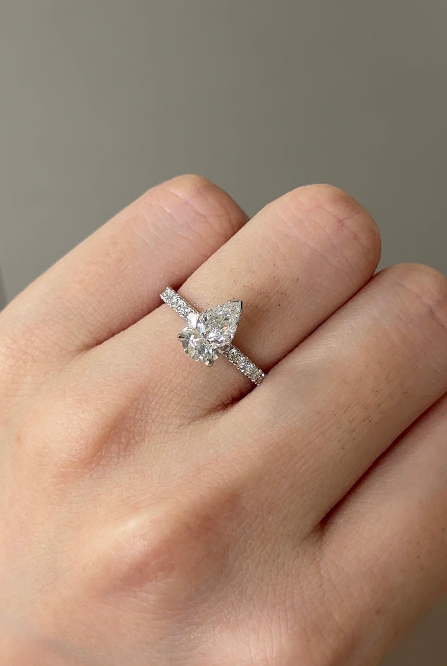 Marquise Shaped Three Stone Lab Grown Diamond Engagement Ring