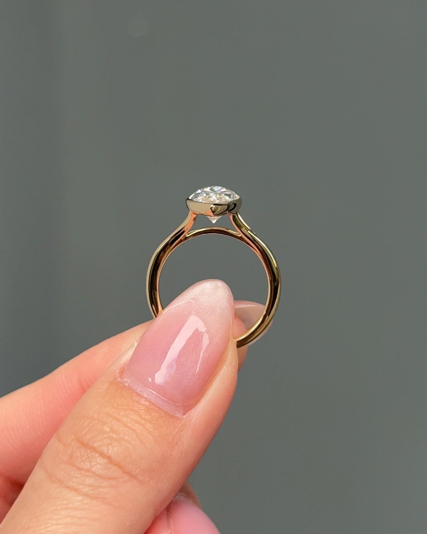 Marquise Shaped Three Stone Lab Grown Diamond Engagement Ring