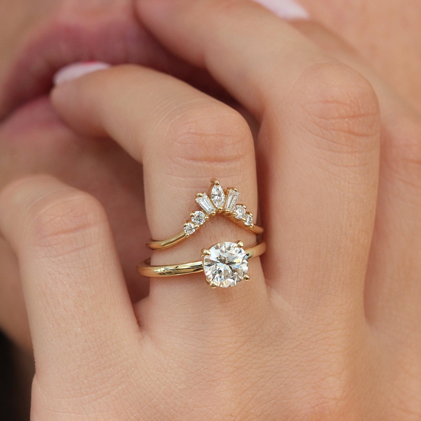 2.9 Carats Emerald Pave Styled Moissanite Engagement Ring