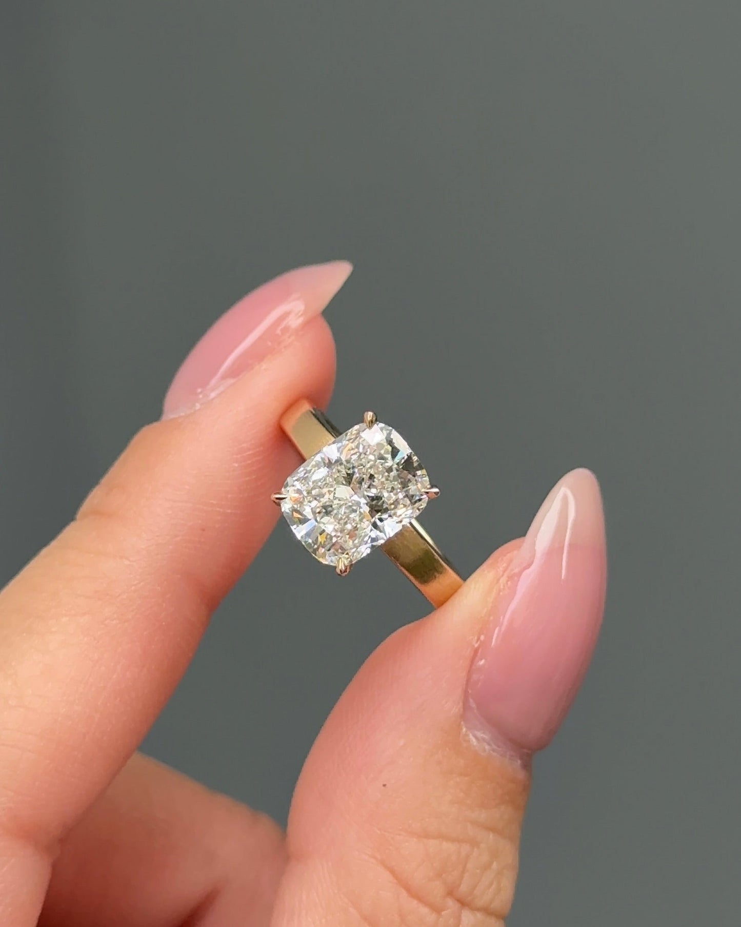 Marquise Shaped Three Stone Lab Grown Diamond Engagement Ring