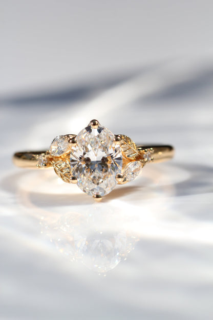 Marquise Shaped Three Stone Lab Grown Diamond Engagement Ring