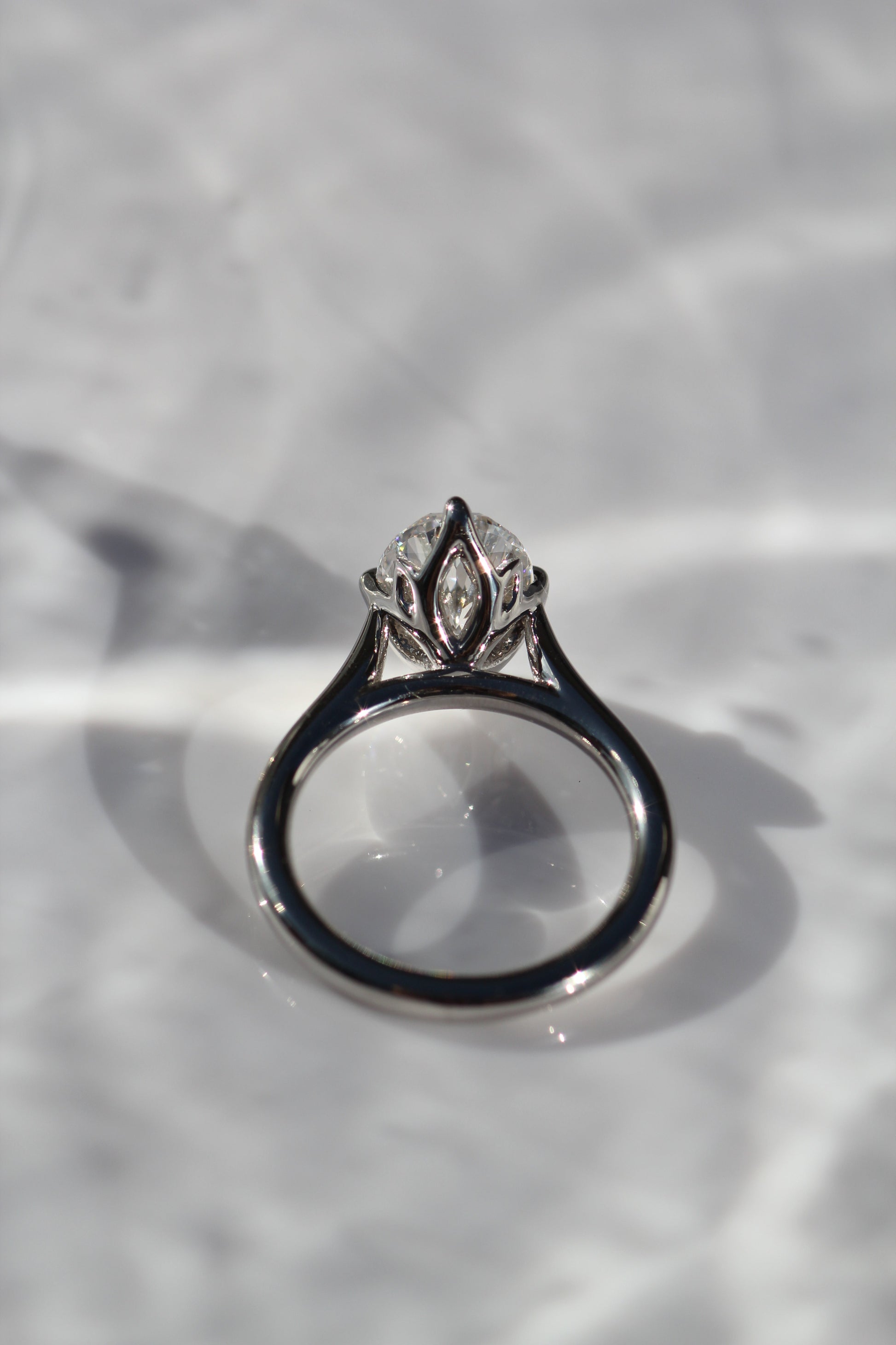 Marquise Shaped Three Stone Lab Grown Diamond Engagement Ring