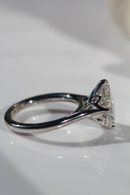 Marquise Shaped Three Stone Lab Grown Diamond Engagement Ring