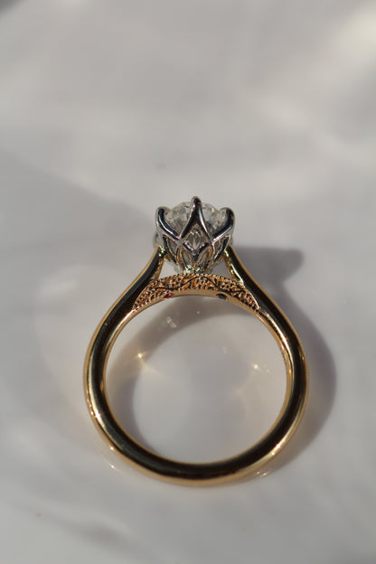 Marquise Shaped Three Stone Lab Grown Diamond Engagement Ring