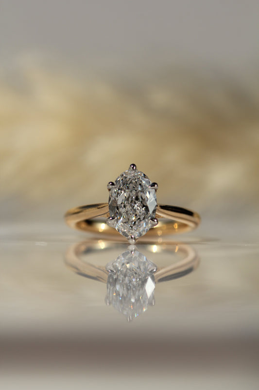 Marquise Shaped Three Stone Lab Grown Diamond Engagement Ring