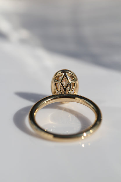 Marquise Shaped Three Stone Lab Grown Diamond Engagement Ring