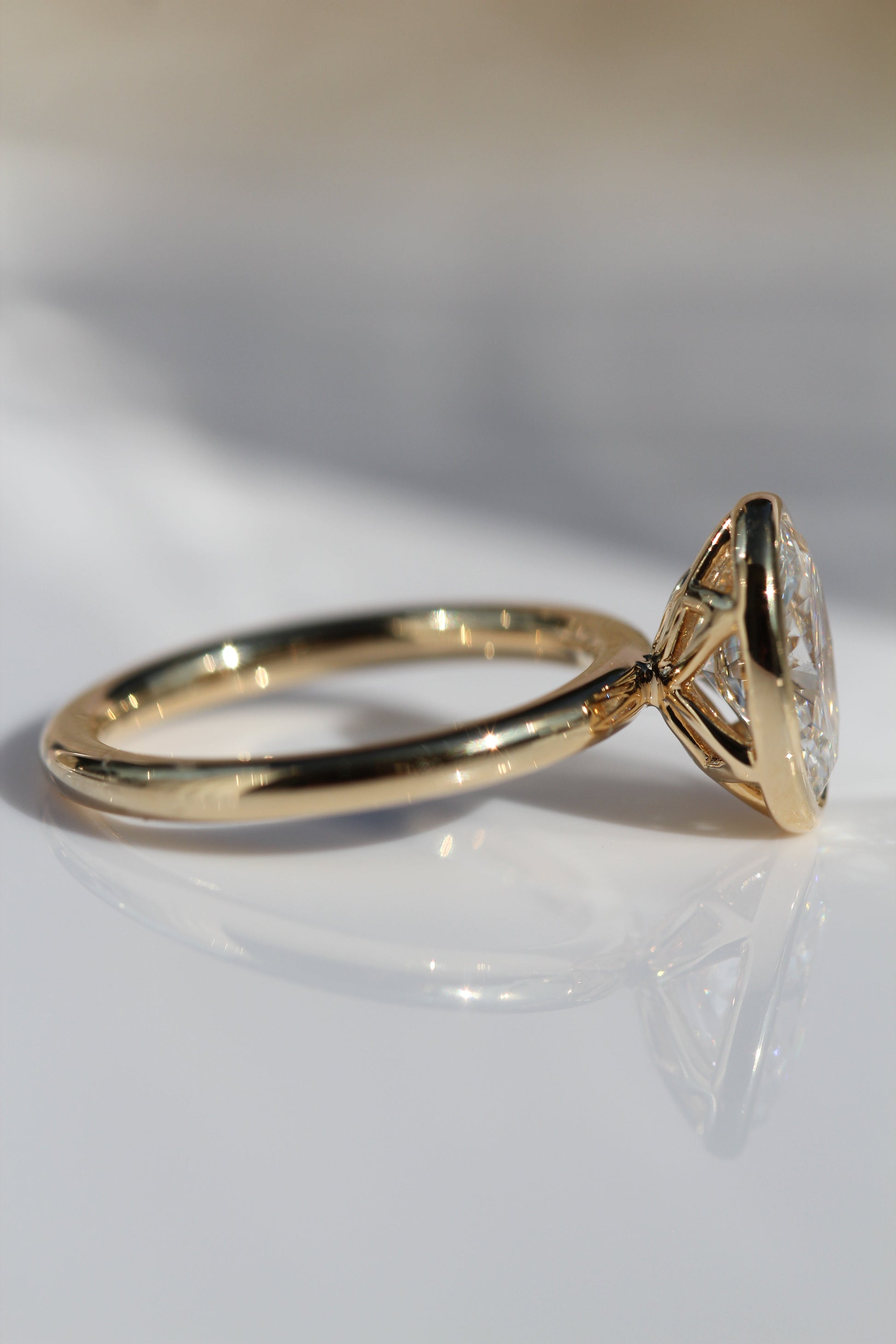 Marquise Shaped Three Stone Lab Grown Diamond Engagement Ring