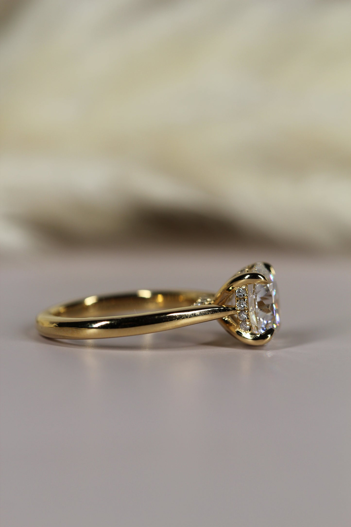 Marquise Shaped Three Stone Lab Grown Diamond Engagement Ring