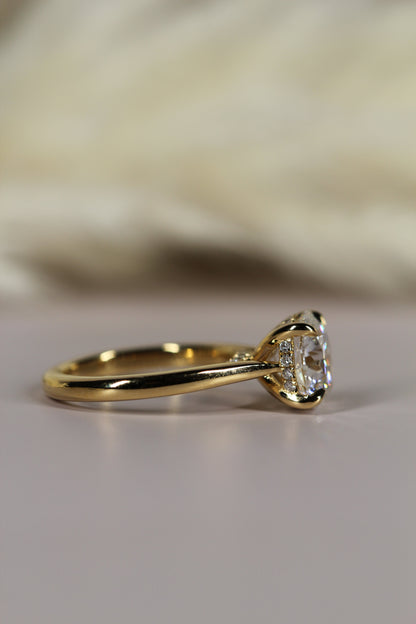Marquise Shaped Three Stone Lab Grown Diamond Engagement Ring