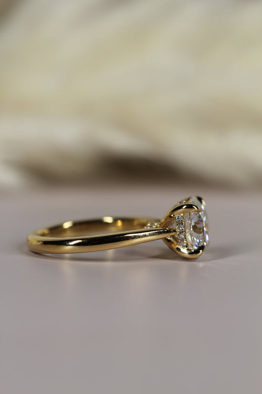 Marquise Shaped Three Stone Lab Grown Diamond Engagement Ring