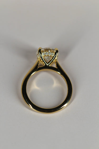 Marquise Shaped Three Stone Lab Grown Diamond Engagement Ring