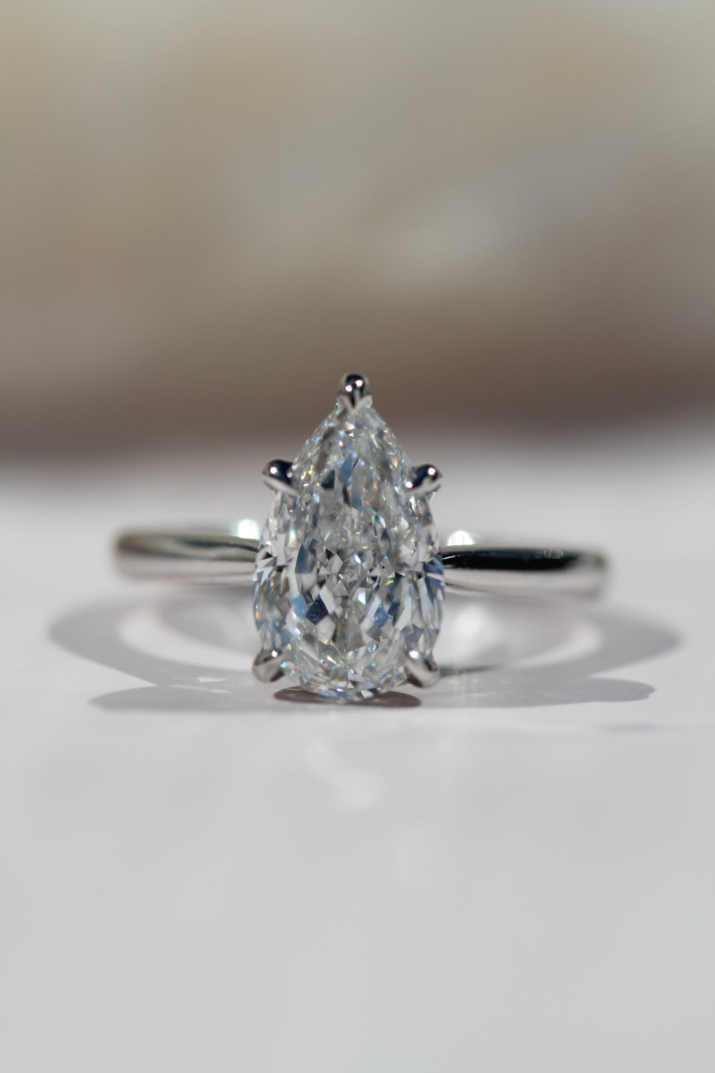 Marquise Shaped Three Stone Lab Grown Diamond Engagement Ring