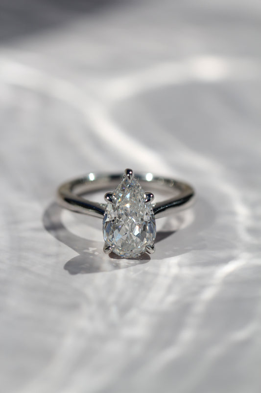 Marquise Shaped Three Stone Lab Grown Diamond Engagement Ring