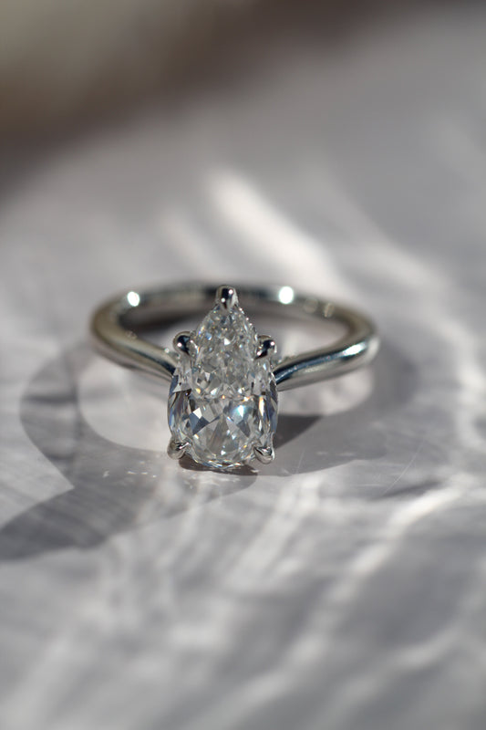 Marquise Shaped Three Stone Lab Grown Diamond Engagement Ring