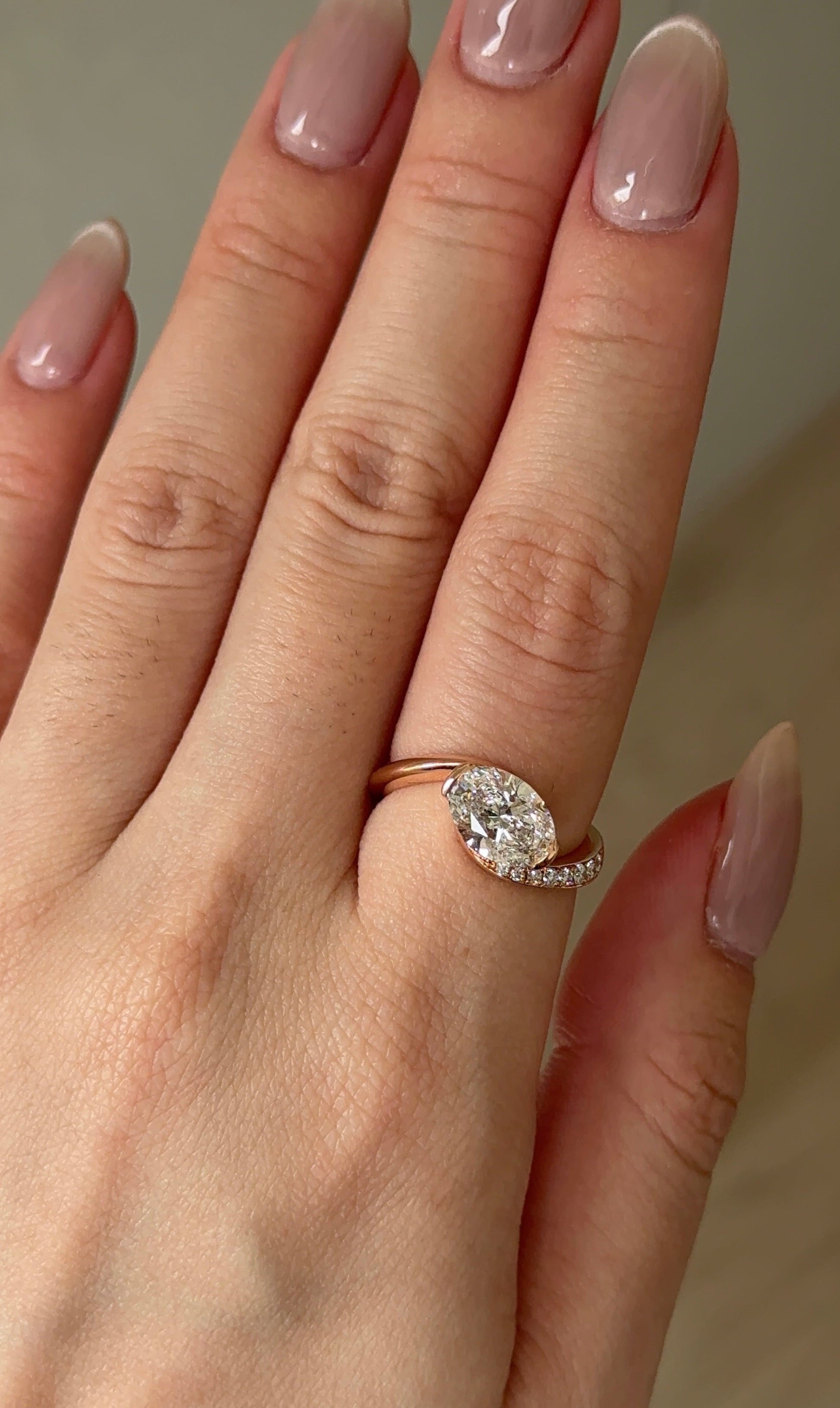 Marquise Shaped Three Stone Lab Grown Diamond Engagement Ring