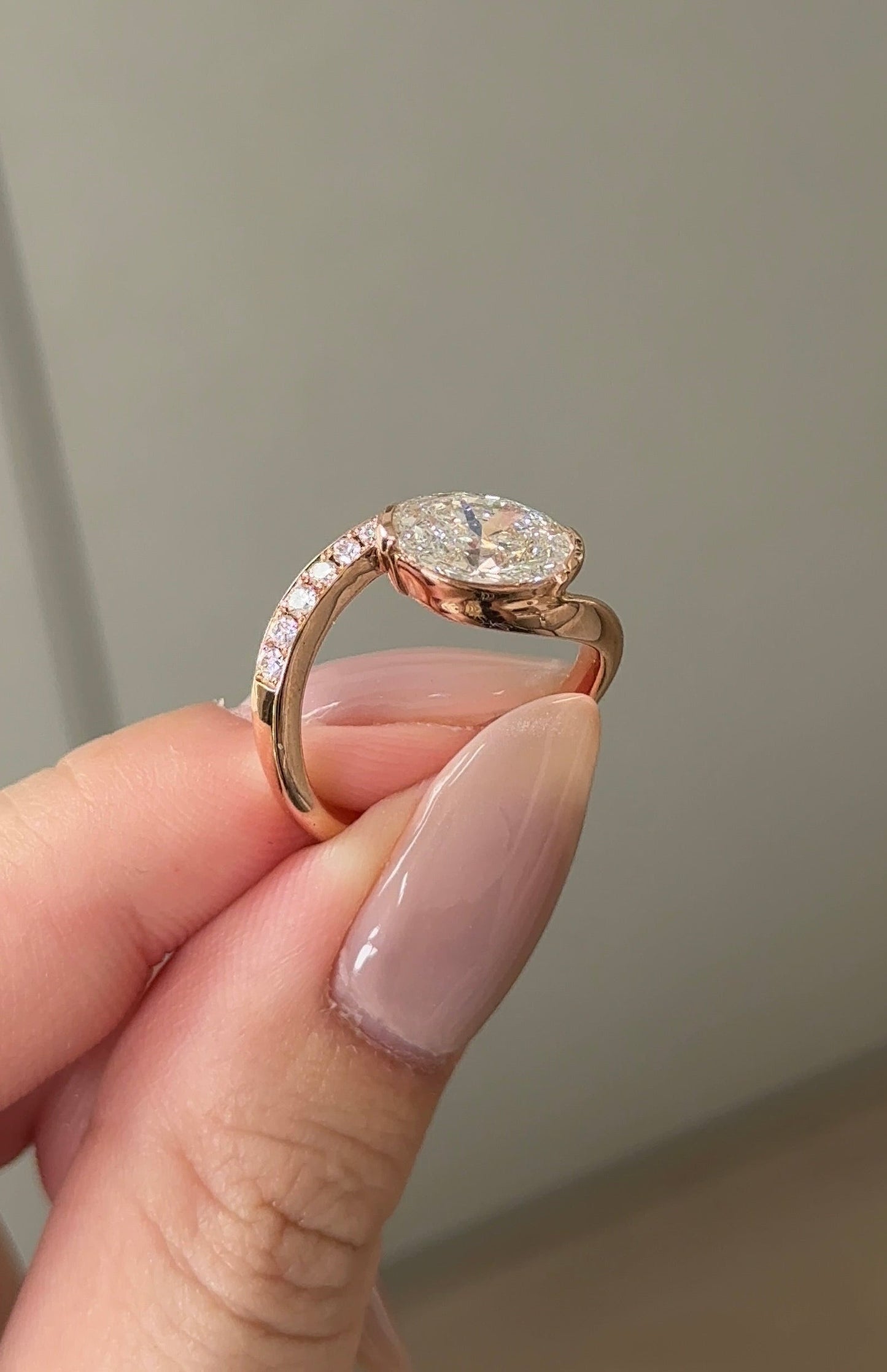 Marquise Shaped Three Stone Lab Grown Diamond Engagement Ring