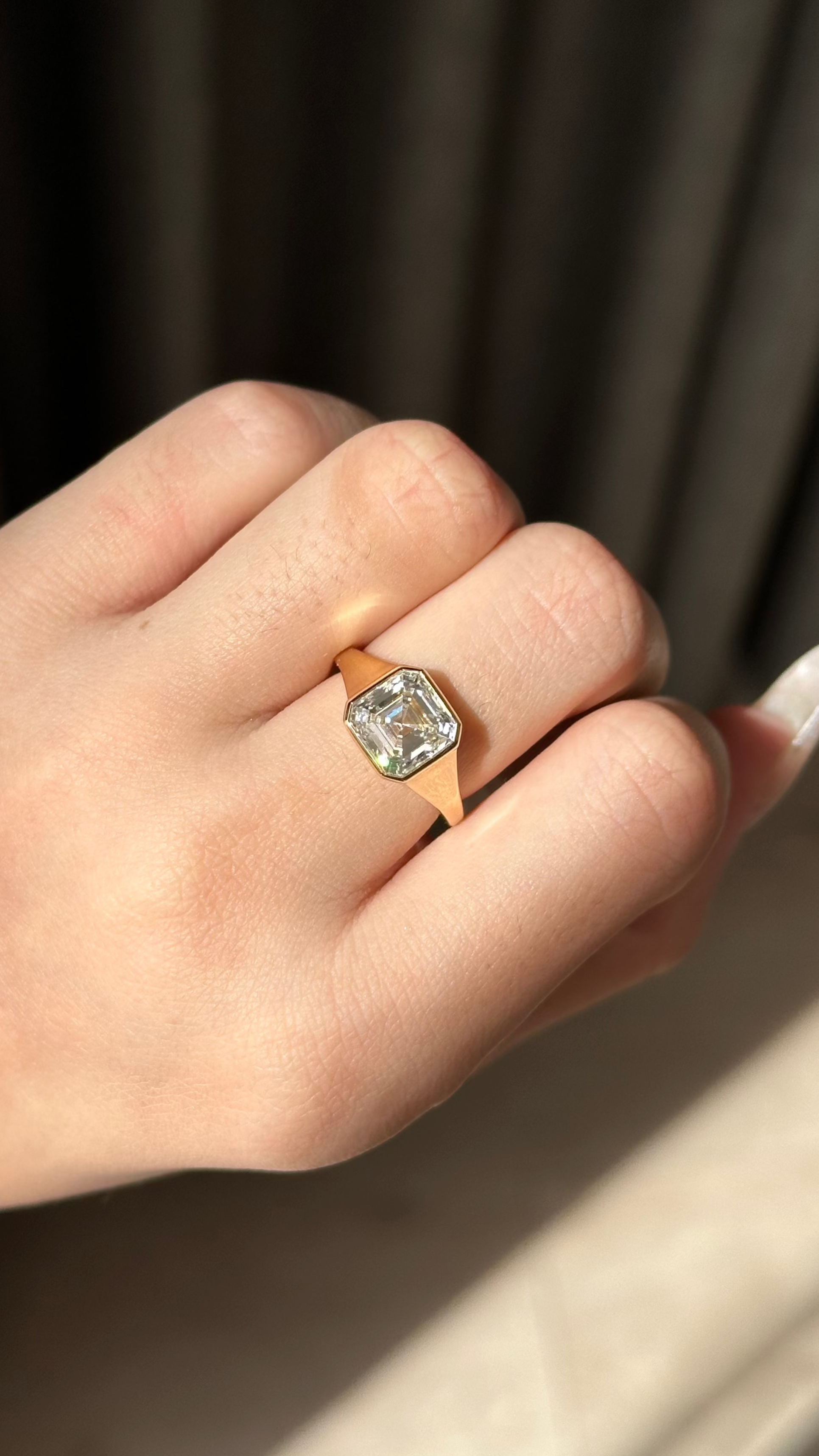 Marquise Shaped Three Stone Lab Grown Diamond Engagement Ring