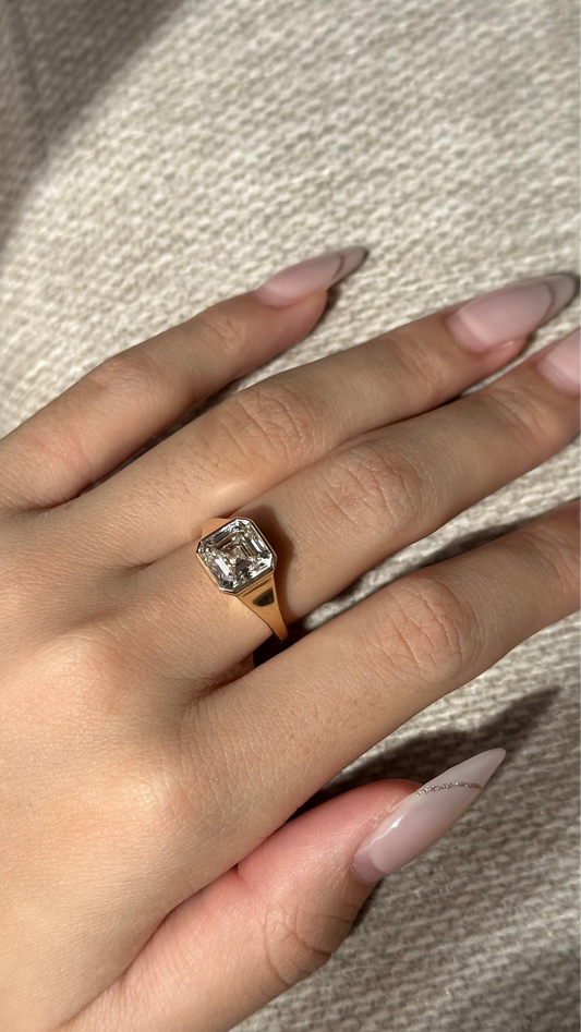 Marquise Shaped Three Stone Lab Grown Diamond Engagement Ring