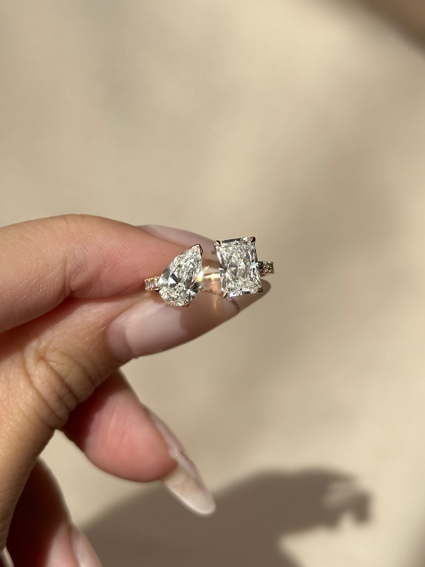 Marquise Shaped Three Stone Lab Grown Diamond Engagement Ring