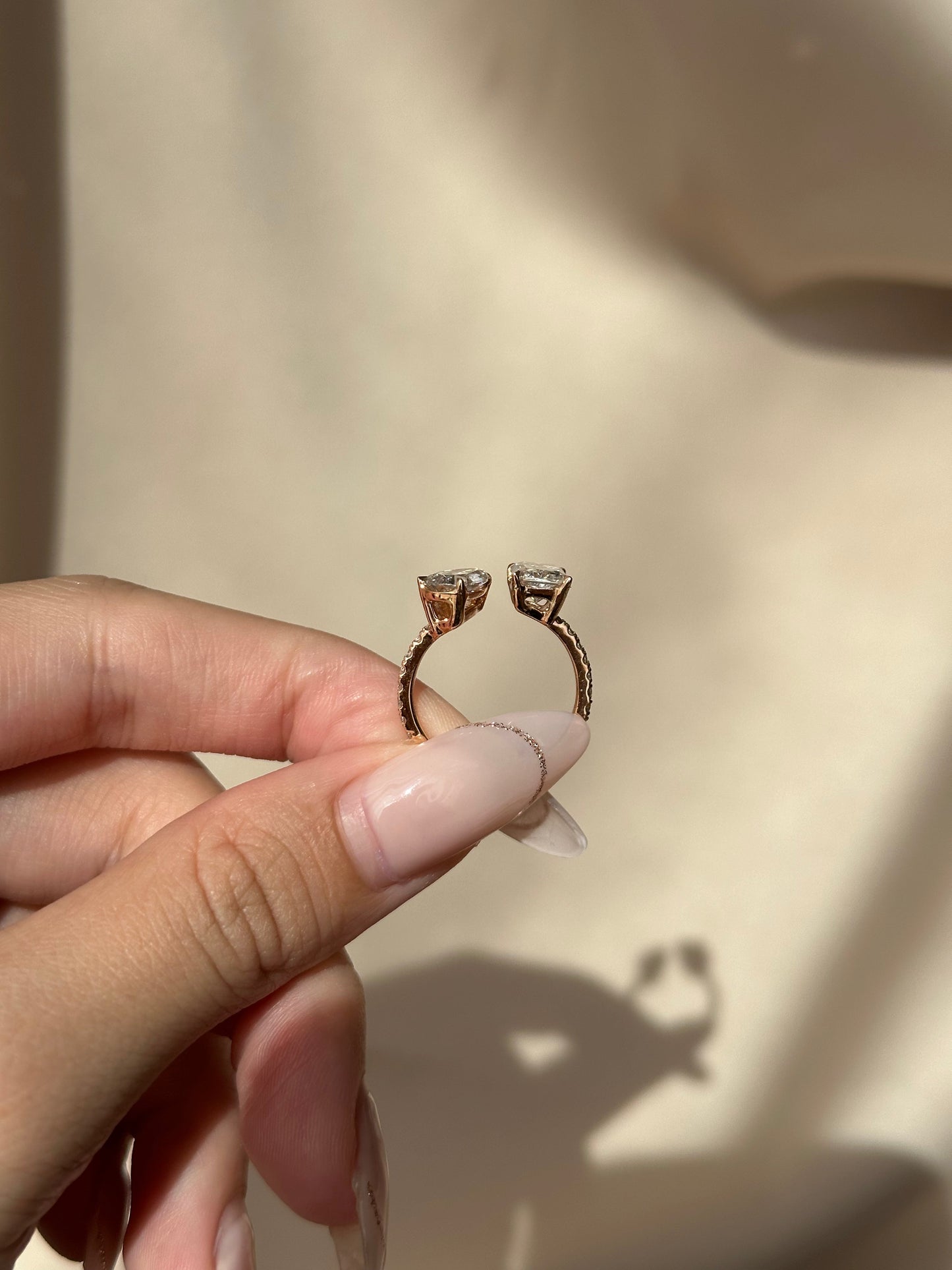 Marquise Shaped Three Stone Lab Grown Diamond Engagement Ring