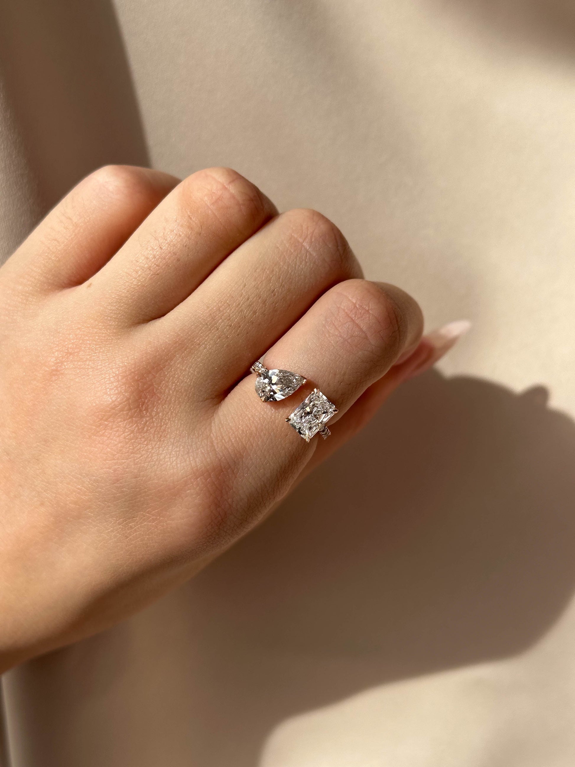 Marquise Shaped Three Stone Lab Grown Diamond Engagement Ring