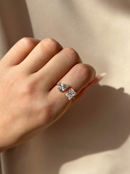 Marquise Shaped Three Stone Lab Grown Diamond Engagement Ring