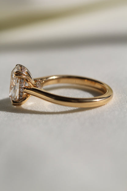 Marquise Shaped Three Stone Lab Grown Diamond Engagement Ring
