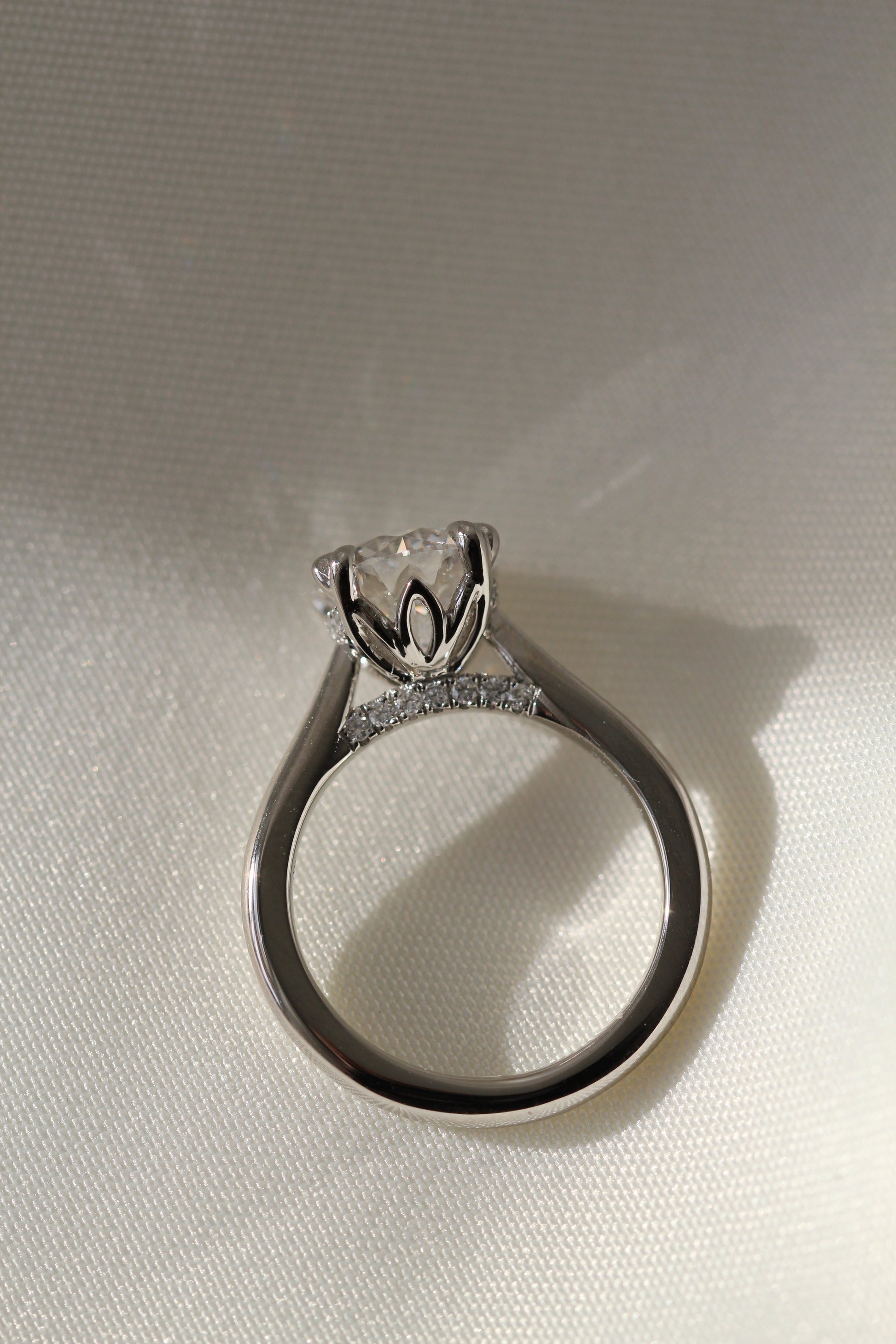 Marquise Shaped Three Stone Lab Grown Diamond Engagement Ring