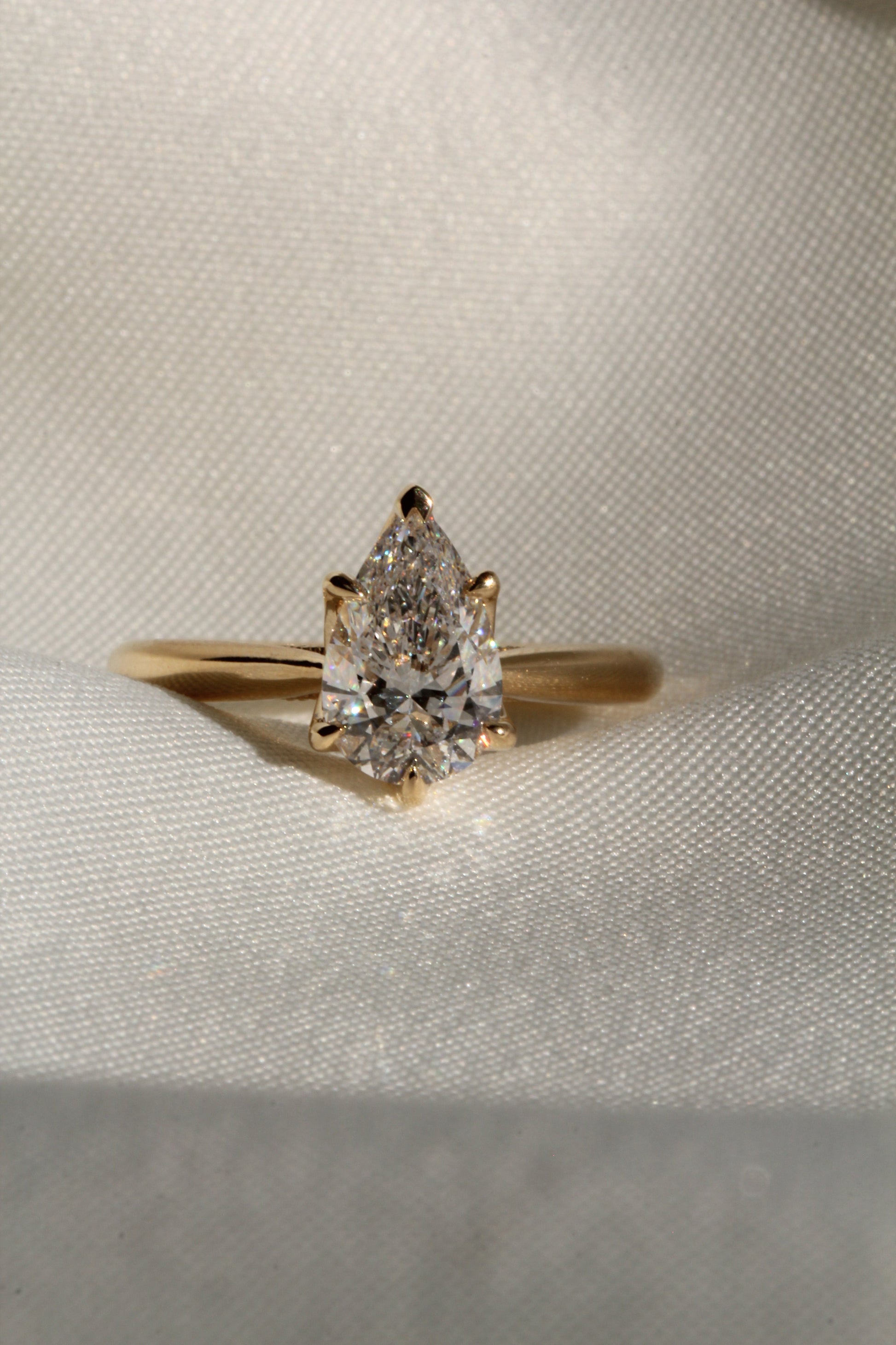 Marquise Shaped Three Stone Lab Grown Diamond Engagement Ring