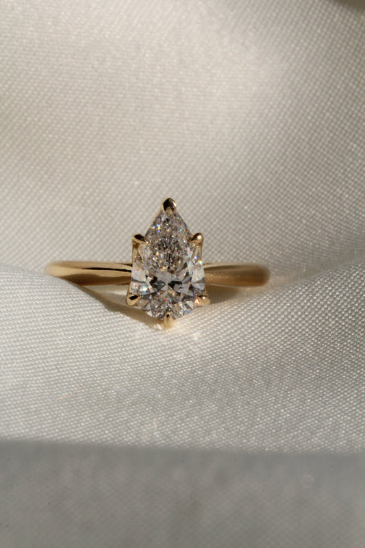 Marquise Shaped Three Stone Lab Grown Diamond Engagement Ring