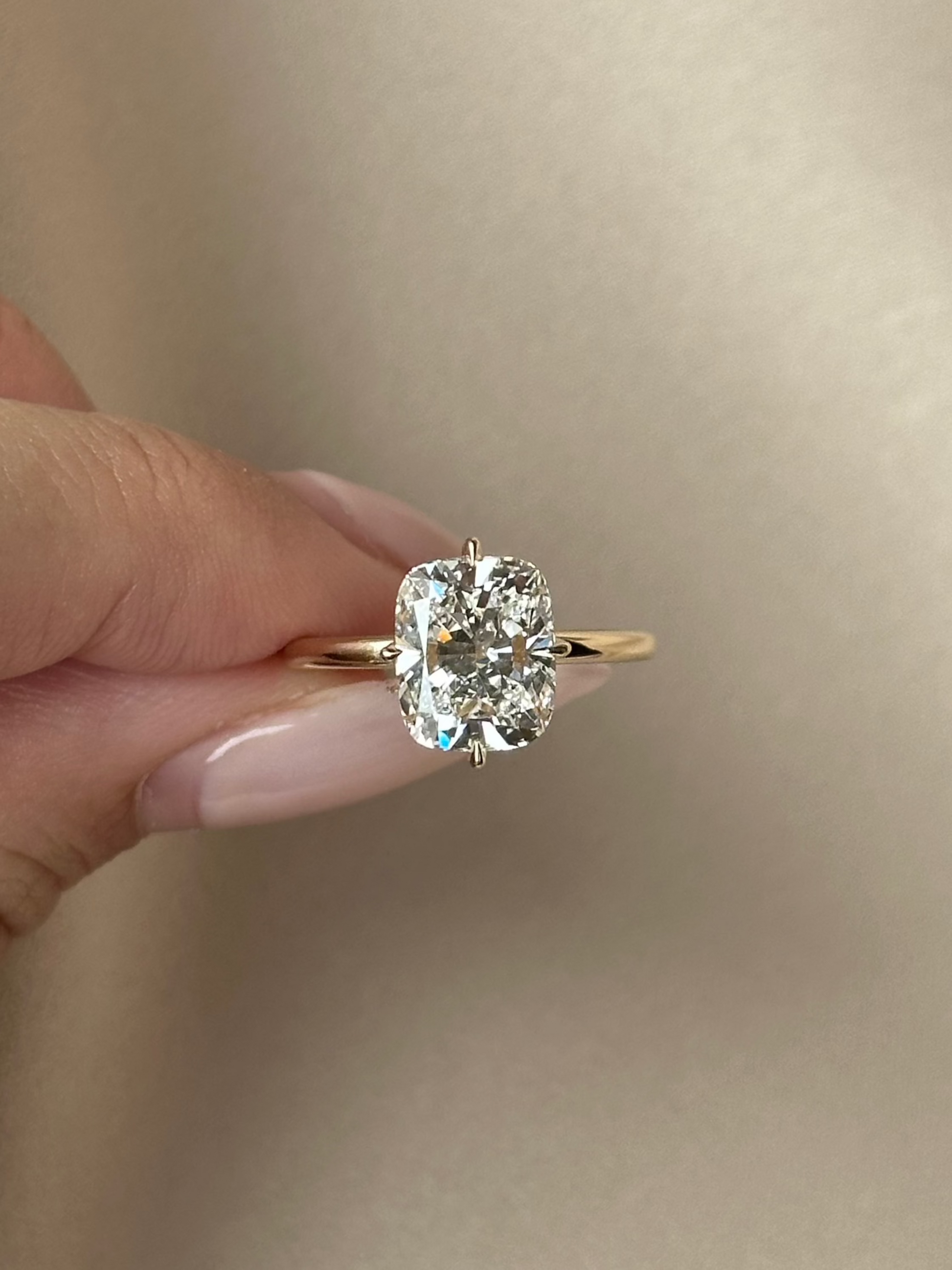 Marquise Shaped Three Stone Lab Grown Diamond Engagement Ring