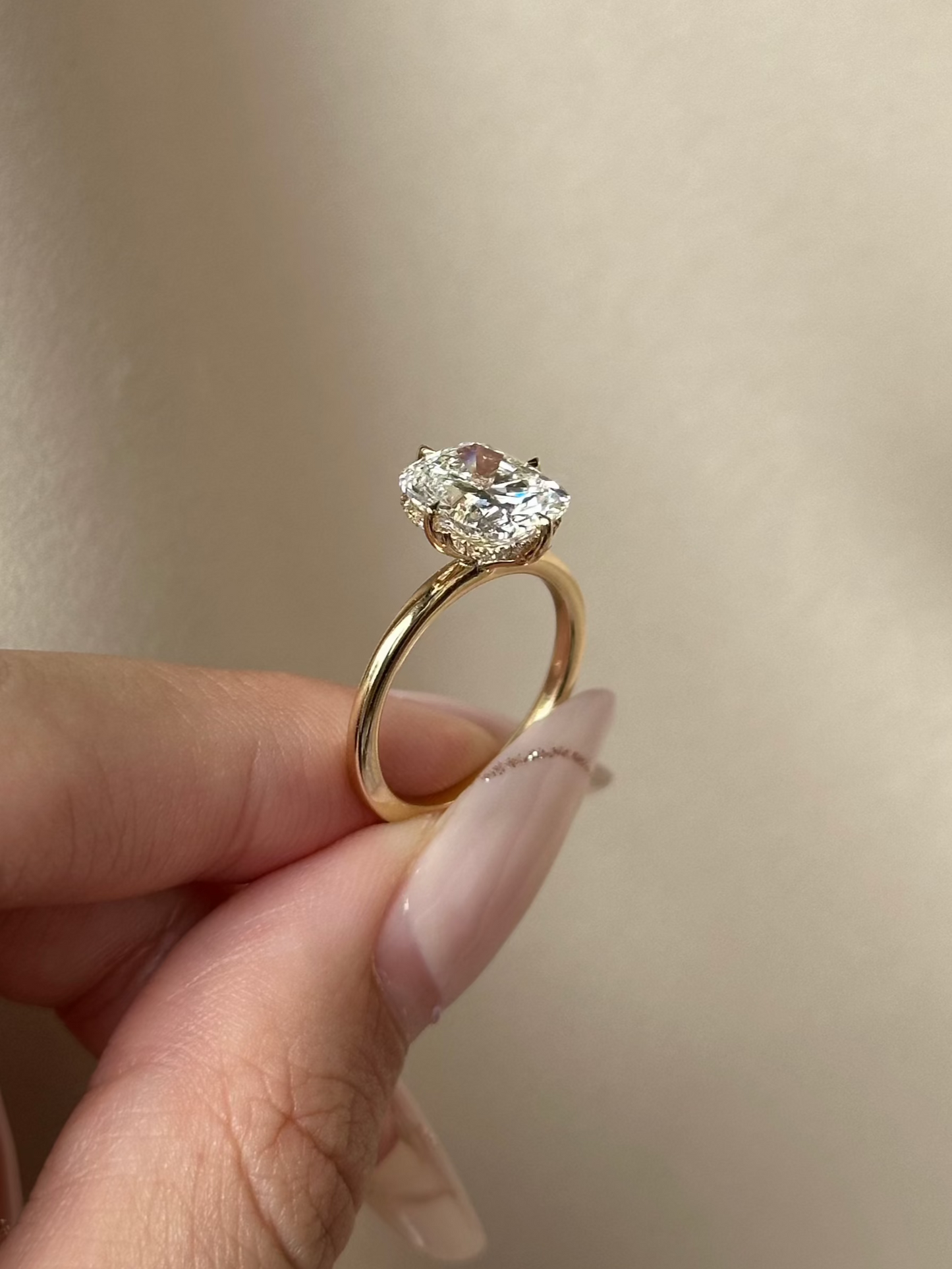 Marquise Shaped Three Stone Lab Grown Diamond Engagement Ring