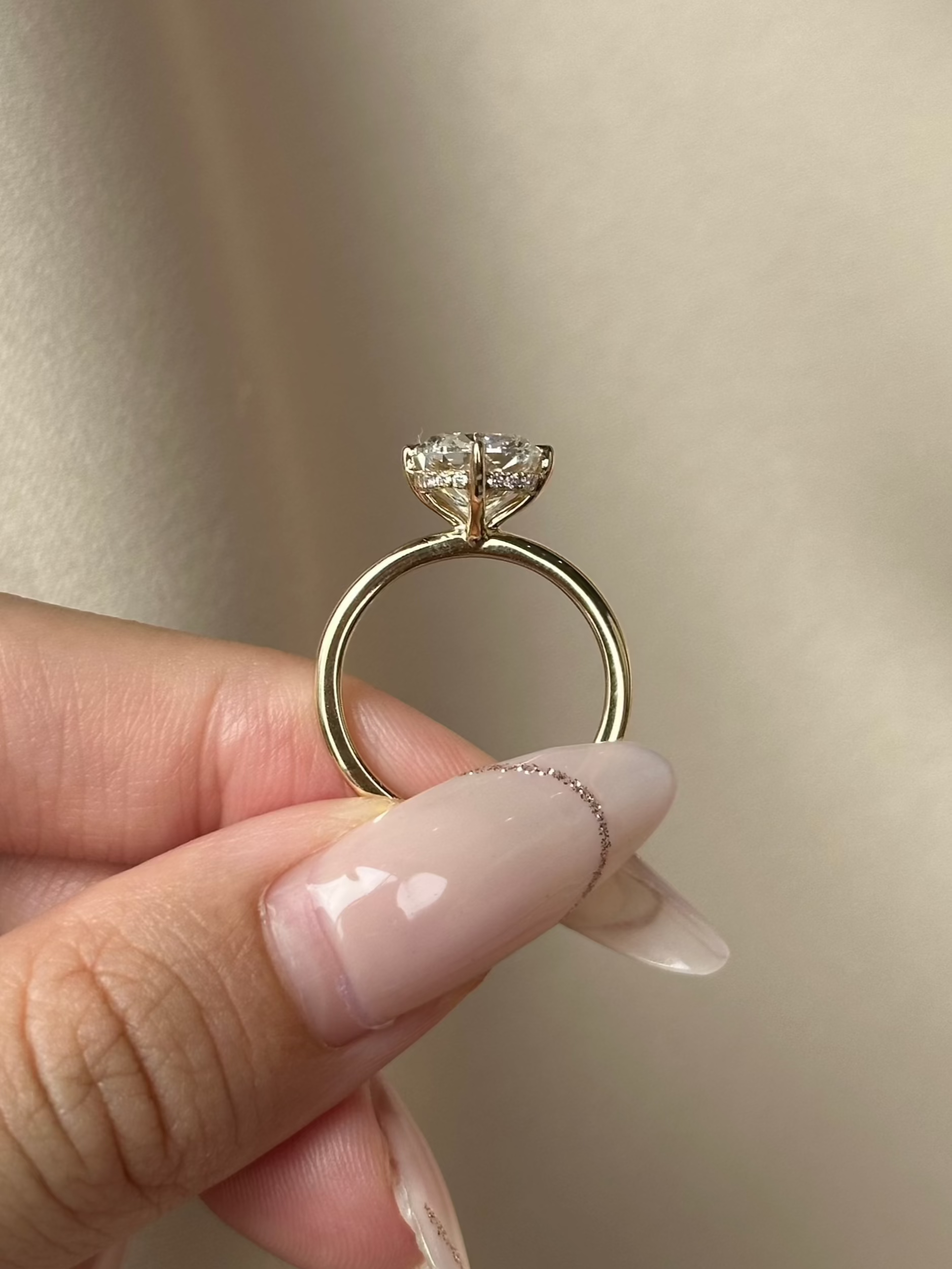 Marquise Shaped Three Stone Lab Grown Diamond Engagement Ring