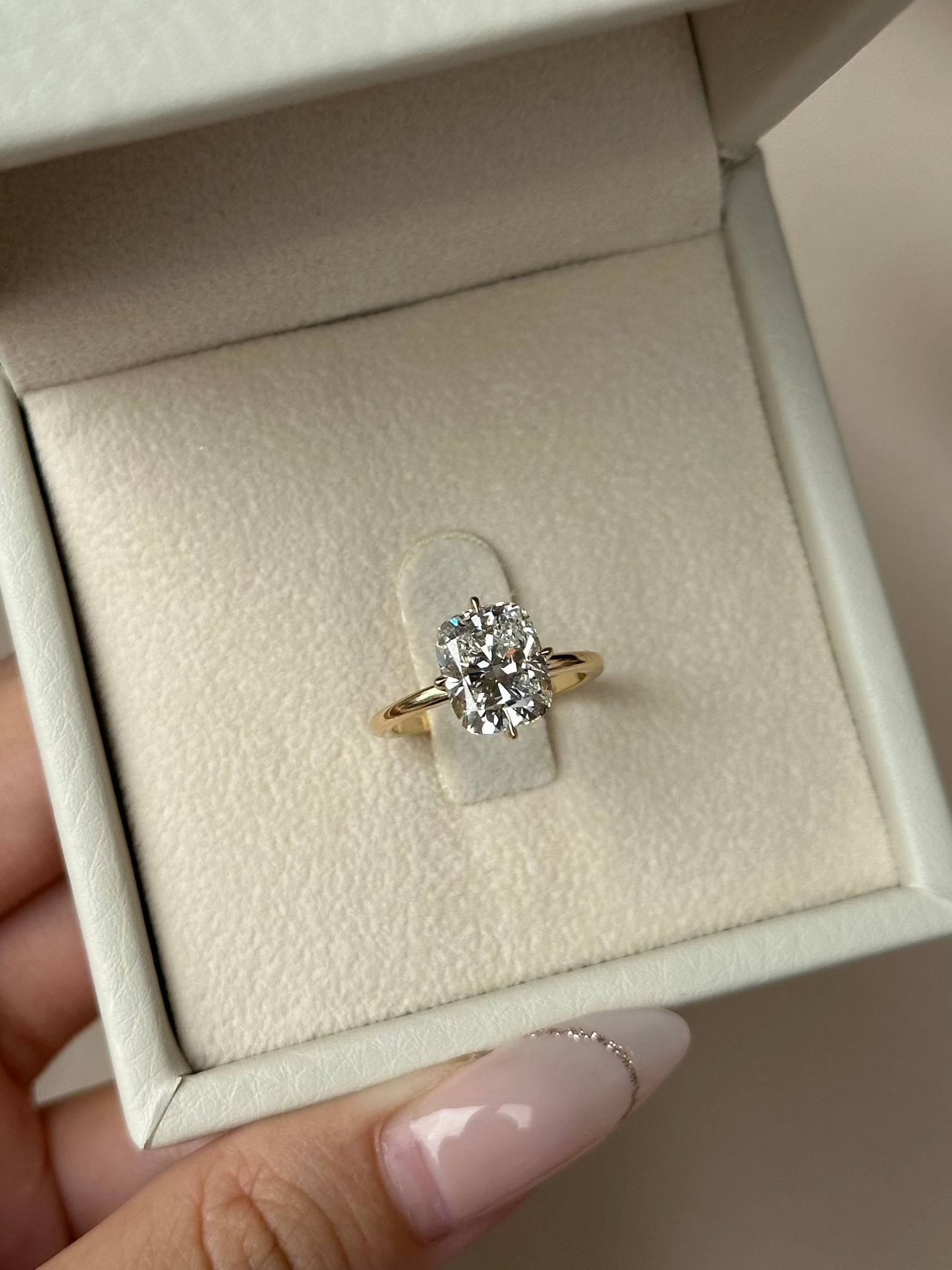 Marquise Shaped Three Stone Lab Grown Diamond Engagement Ring