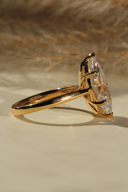 Marquise Shaped Three Stone Lab Grown Diamond Engagement Ring