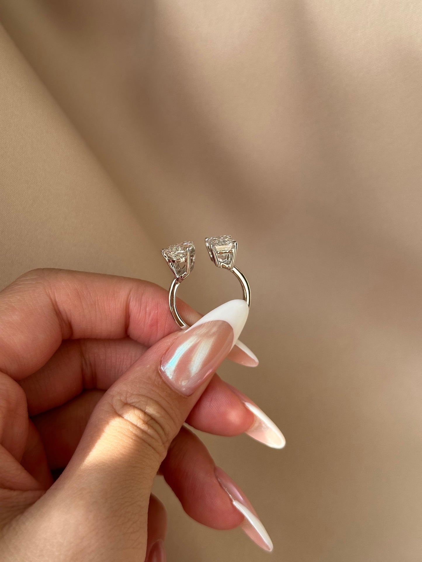 Marquise Shaped Three Stone Lab Grown Diamond Engagement Ring