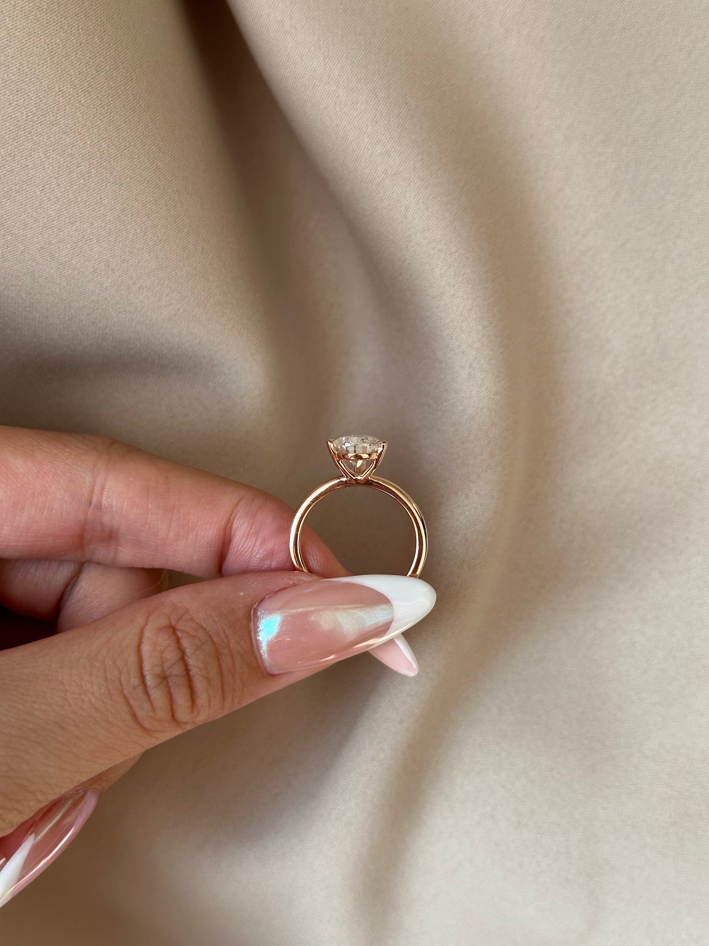 Marquise Shaped Three Stone Lab Grown Diamond Engagement Ring