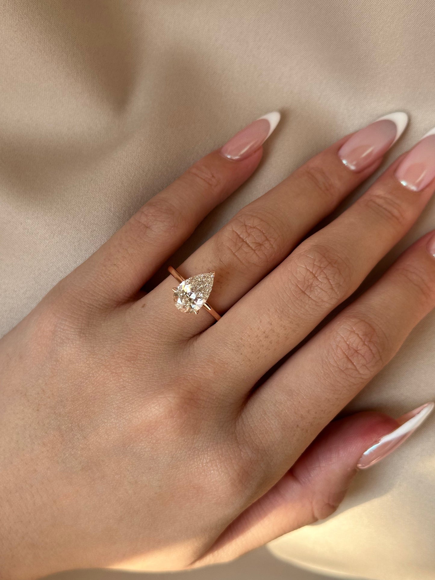 Marquise Shaped Three Stone Lab Grown Diamond Engagement Ring