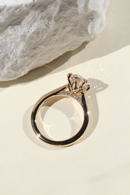 Marquise Shaped Three Stone Lab Grown Diamond Engagement Ring