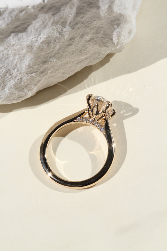 Marquise Shaped Three Stone Lab Grown Diamond Engagement Ring