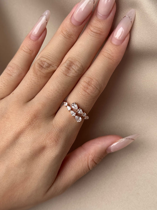 Marquise Shaped Three Stone Lab Grown Diamond Engagement Ring