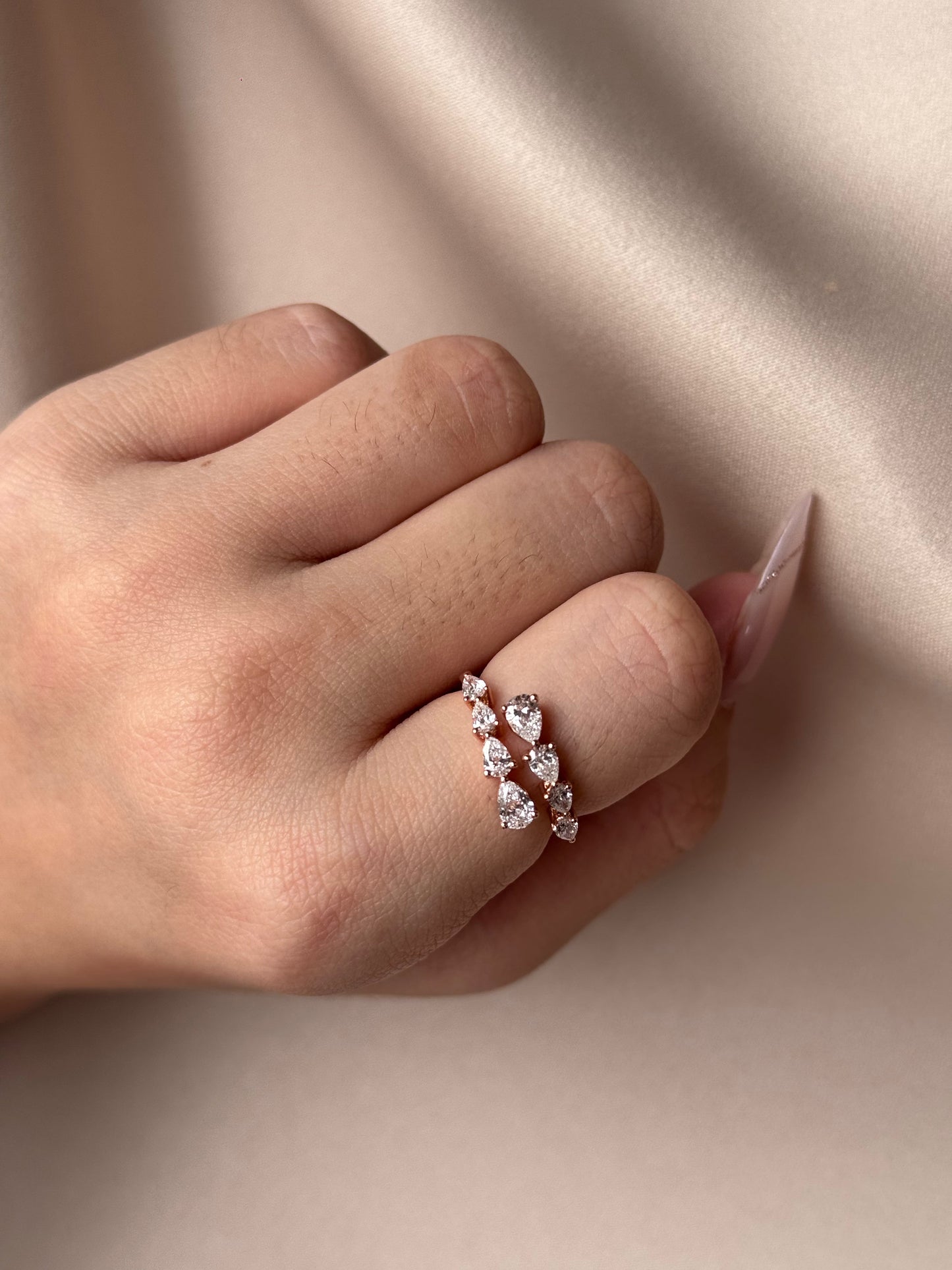 Marquise Shaped Three Stone Lab Grown Diamond Engagement Ring