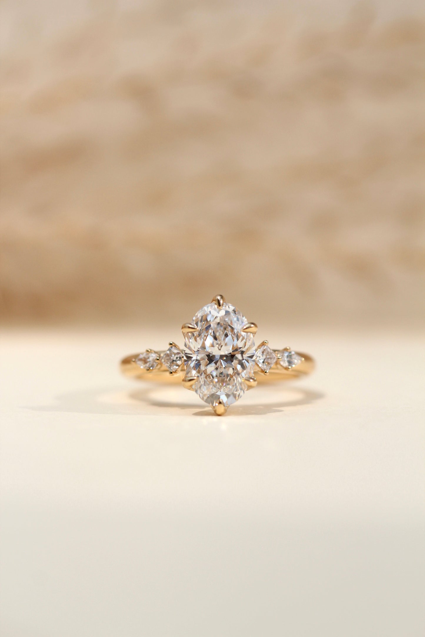 Marquise Shaped Three Stone Lab Grown Diamond Engagement Ring